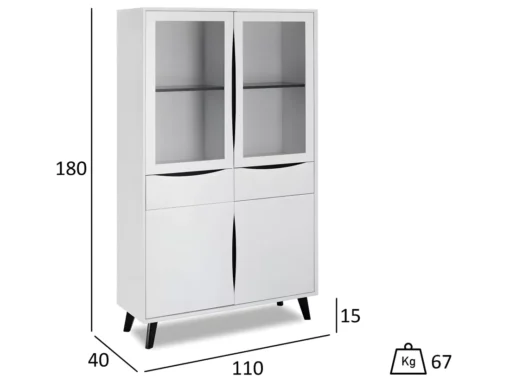 Vitrine Lyon Avec 4 Portes Et 4 Niches - MDF Et Bois - Blanc -Meilleur Meubles Magasin vitrine 18874667