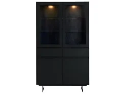 Vitrine Avec LEDs Tokyo Avec 4 Portes Et 2 Tiroirs - MDF Et Métal - Noir -Meilleur Meubles Magasin vitrine 18874673