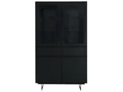 Vitrine Avec LEDs Tokyo Avec 4 Portes Et 2 Tiroirs - MDF Et Métal - Noir -Meilleur Meubles Magasin vitrine 18874675