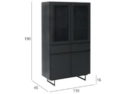 Vitrine Avec LEDs Tokyo Avec 4 Portes Et 2 Tiroirs - MDF Et Métal - Noir -Meilleur Meubles Magasin vitrine 18874681