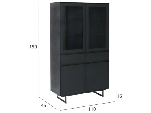 Vitrine Avec LEDs Tokyo Avec 4 Portes Et 2 Tiroirs - MDF Et Métal - Noir -Meilleur Meubles Magasin vitrine 18874681
