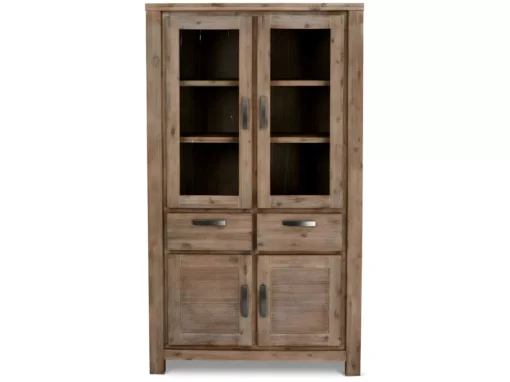 Vitrine Alaska Avec 4 Portes Et 4 Tiroirs - Acacia Massif Et MDF - Marron -Meilleur Meubles Magasin vitrine 18874719