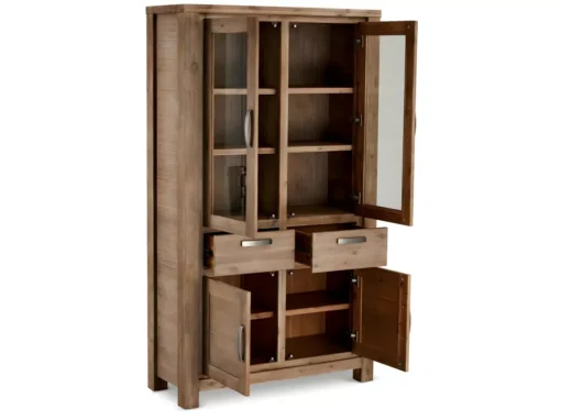 Vitrine Alaska Avec 4 Portes Et 4 Tiroirs - Acacia Massif Et MDF - Marron -Meilleur Meubles Magasin vitrine 18874721
