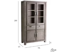 Vitrine Alaska Avec 4 Portes Et 4 Tiroirs - Acacia Massif Et MDF - Marron -Meilleur Meubles Magasin vitrine 18874731