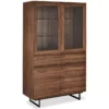 Vitrine Avec LEDs Tokyo Avec 4 Portes Et 2 Tiroirs - MDF Et Métal - Noyer -Meilleur Meubles Magasin vitrine 18874733
