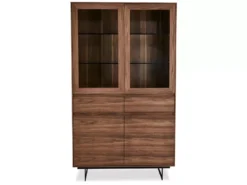 Vitrine Avec LEDs Tokyo Avec 4 Portes Et 2 Tiroirs - MDF Et Métal - Noyer -Meilleur Meubles Magasin vitrine 18874737
