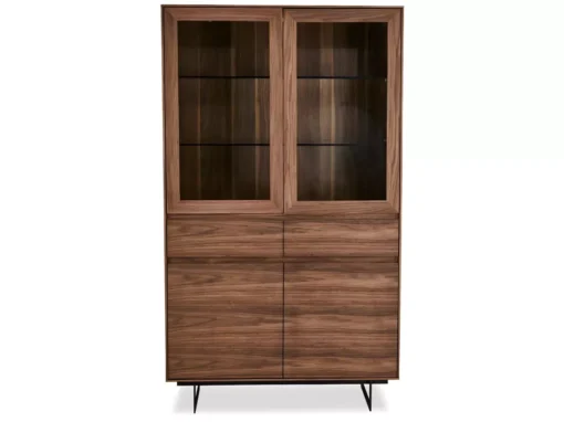 Vitrine Avec LEDs Tokyo Avec 4 Portes Et 2 Tiroirs - MDF Et Métal - Noyer -Meilleur Meubles Magasin vitrine 18874737