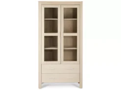 Vitrine Paris Avec 2 Portes Et 2 Tiroirs - Chêne Massif Et MDF - Naturel -Meilleur Meubles Magasin vitrine 18874757