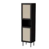 Vitrine YUCCA 50 Cm 2D Noir Mat / Rotin Calabria -Meilleur Meubles Magasin vitrine 21867223