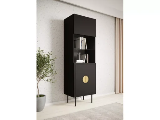 Vitrine PALACE 60 Cm 1D Noir Mat / Chêne Craft -Meilleur Meubles Magasin vitrine 21867231
