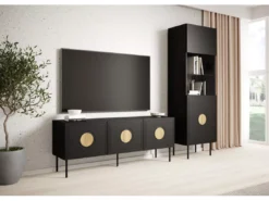 Vitrine PALACE 60 Cm 1D Noir Mat / Chêne Craft -Meilleur Meubles Magasin vitrine 21867235