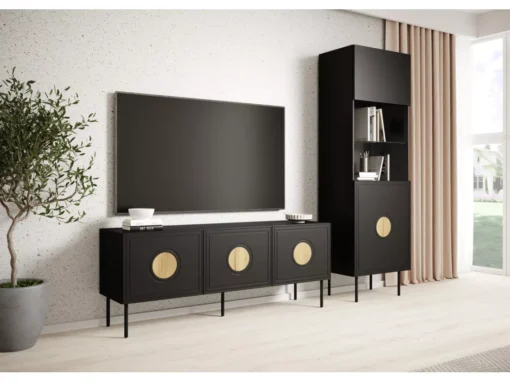 Vitrine PALACE 60 Cm 1D Noir Mat / Chêne Craft -Meilleur Meubles Magasin vitrine 21867235