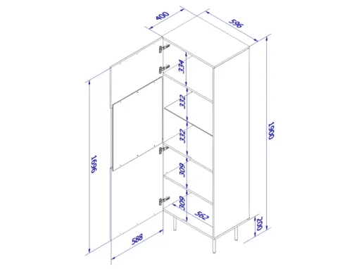 Vitrine PALACE 60 Cm 1D Noir Mat / Chêne Craft -Meilleur Meubles Magasin vitrine 21867239